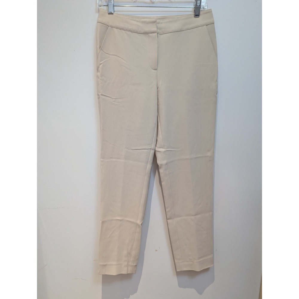St. John Cream Beige Triacetate Front Zip Straight Leg Dress Pants Women's 2 USA